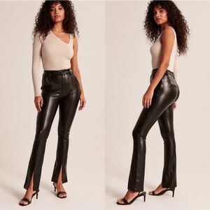 Abercrombie & Fitch Black Flare Leather Pants